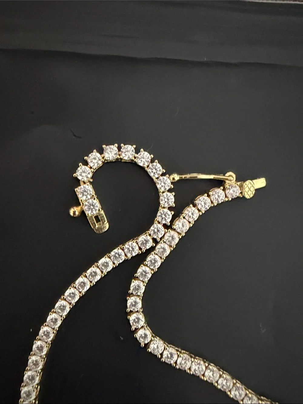 Adina Eden 3mm Gold Brass and CZ Tennis Necklace 16 inch